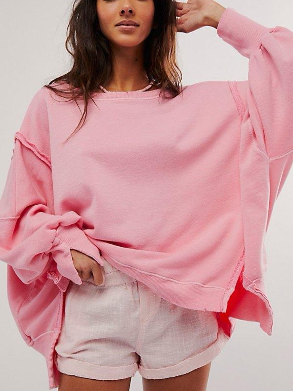FREE PEOPLE NWT CAMDEN SWEATSHIRT IN COTTON CANDY (SOLD OUT) MEDIUM